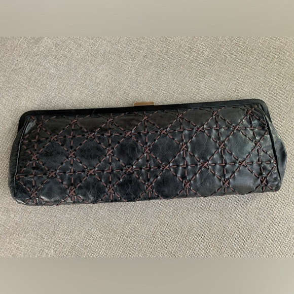 HOBO Handbags - HOBO International Leather Black Clutch w/whipstitching detail